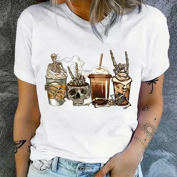 Skull Coffee Latte T-Shirt Sz XXl (14) - Picture 1 of 4